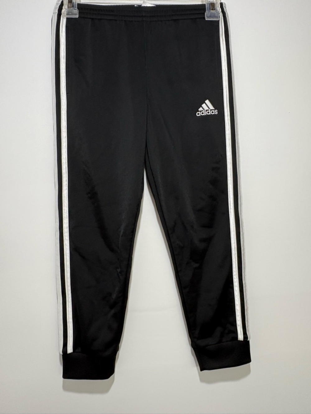 adidas Black Joggers with White Side Stripes - Kids